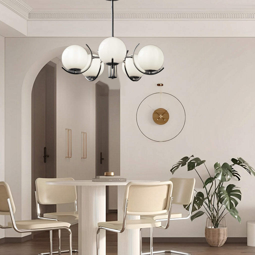 4/5-Light Glass Globe Iron Nordic Chandelier