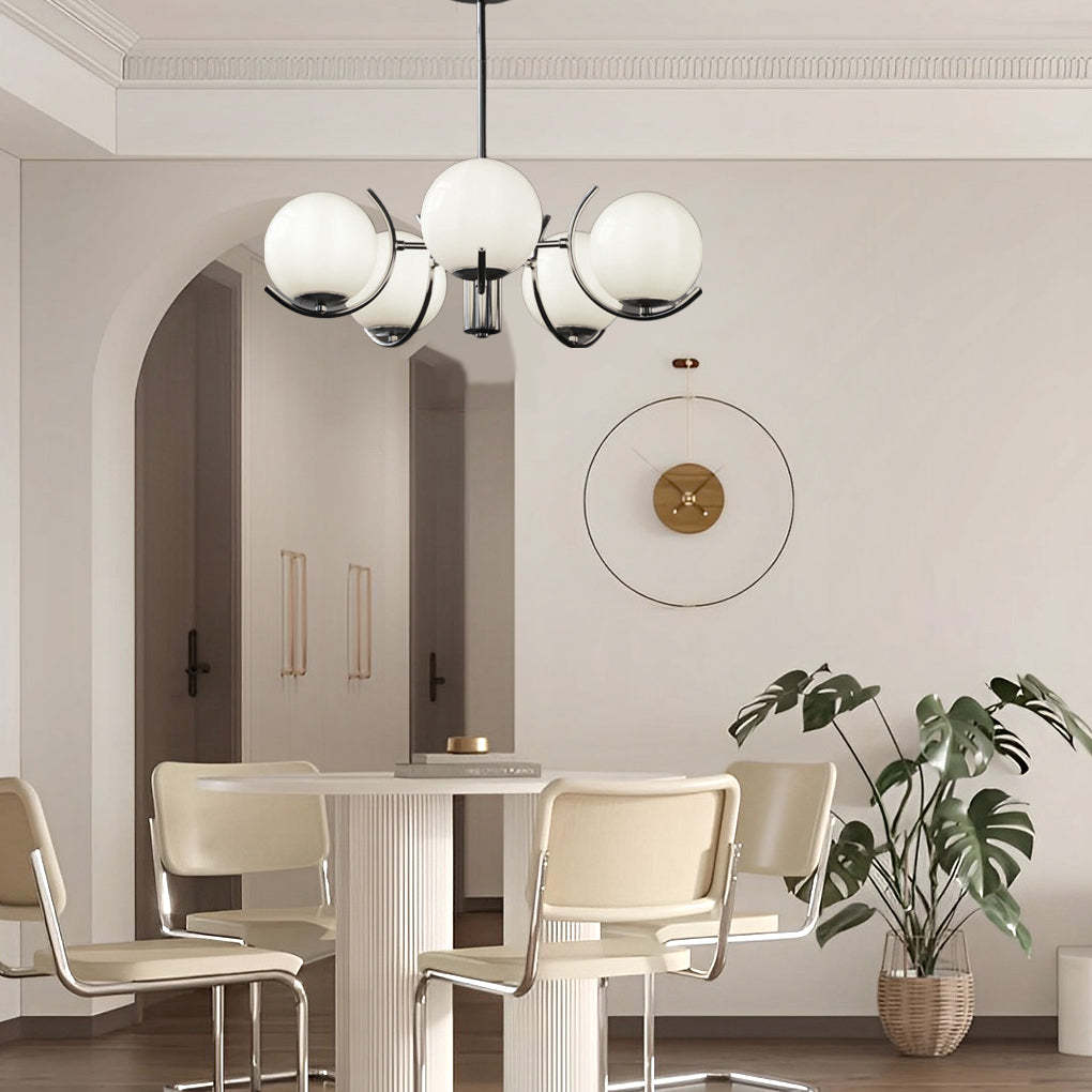 4/5-Light Glass Globe Iron Nordic Chandelier