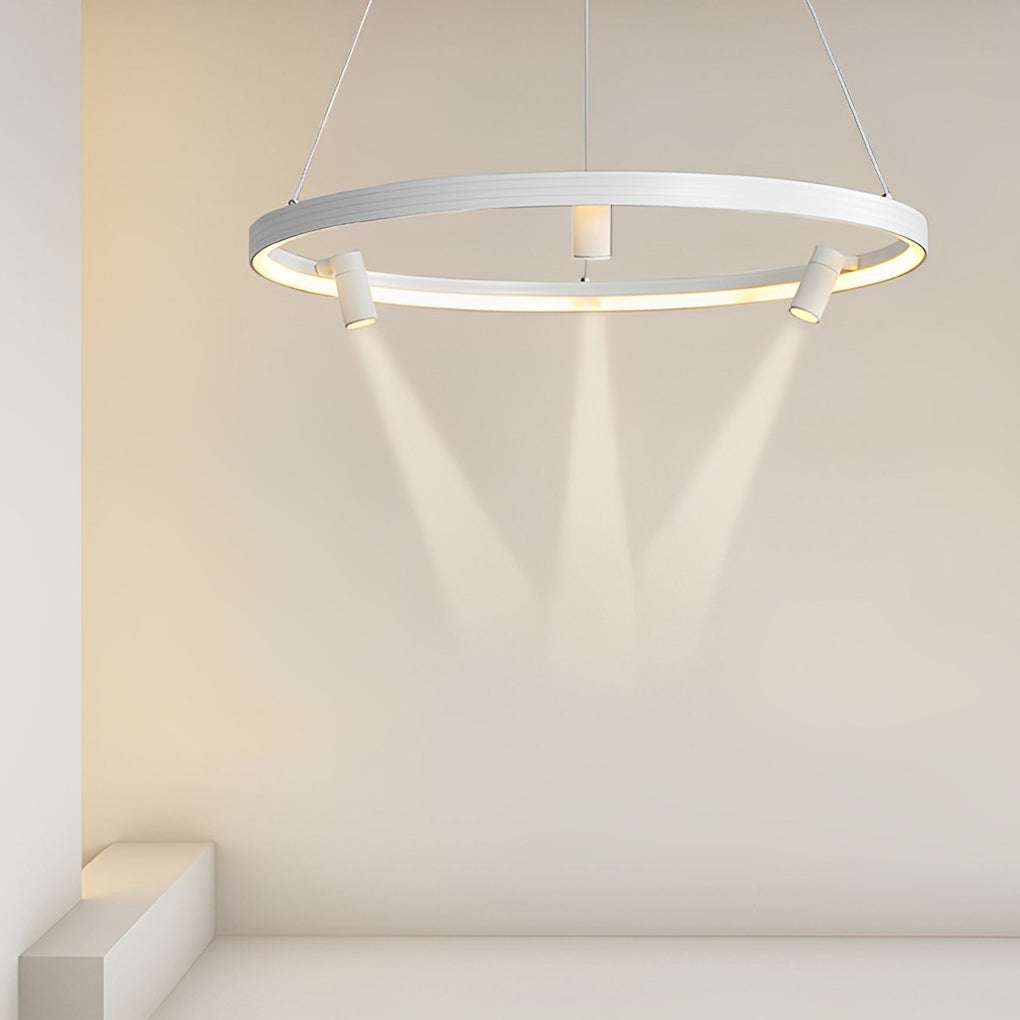 Round LED Chandelier with Adjustable Spotlight
