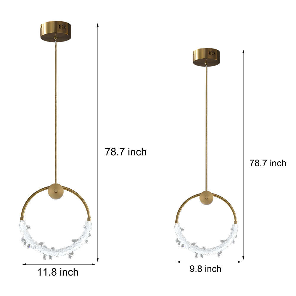 9"/11" Ring LED Crystal Small Bedside Pendant Light