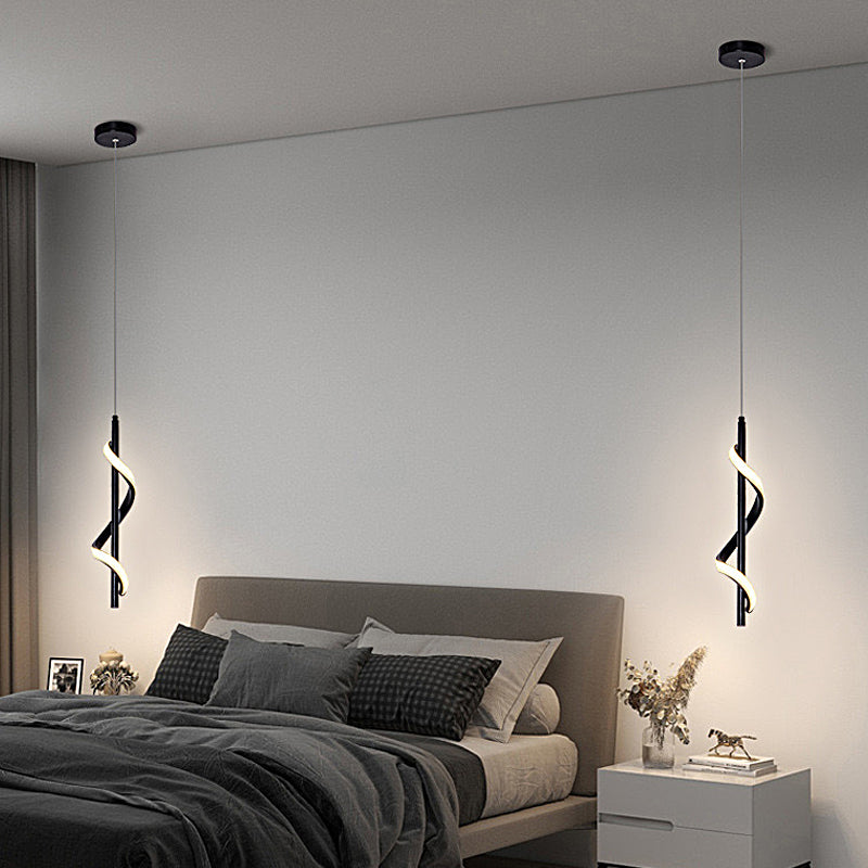 Spiral Strips 3-Step Dimming LED Black Modern Wall Pendant