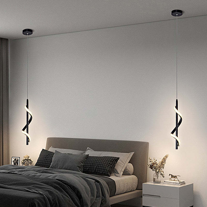 Spiral Strips 3-Step Dimming LED Black Modern Wall Pendant