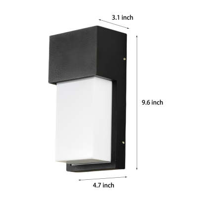Rectangular Waterproof LED 10W Black Modern Outdoor Wall Light Fixture-Lighom