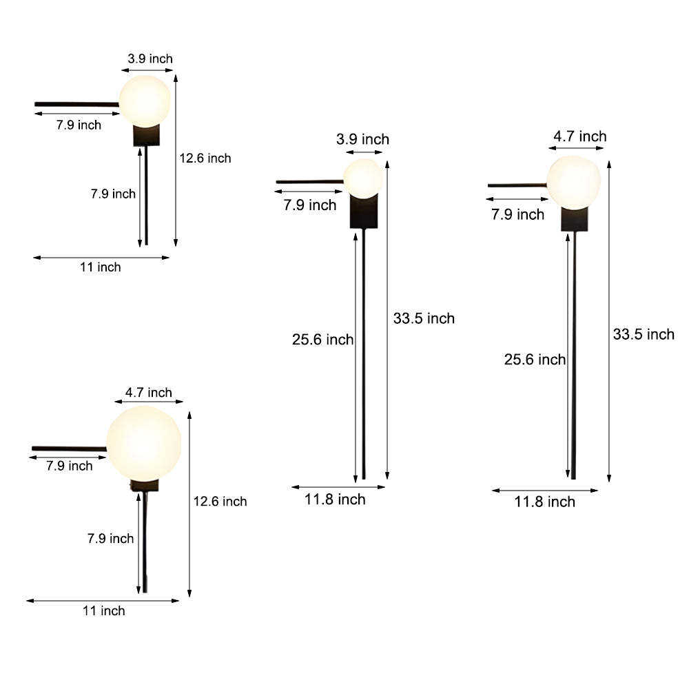 Simple Glass Ball Personalized Nordic Bedroom Wall Light Fixture-Lighom