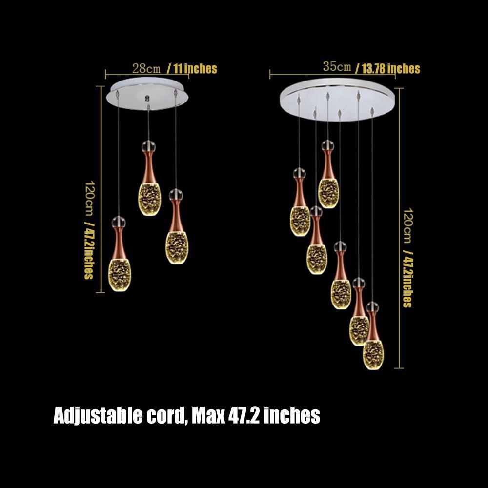 Mini Crystal Electroplated Metal LED Modern Pendant Light Hanging Lamp-Lighom