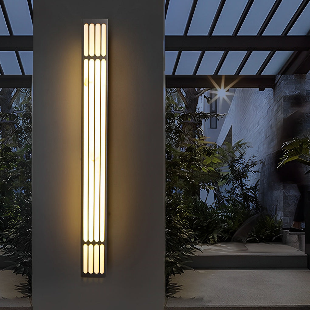 Long Strip Rectangular Waterproof LED Black Modern Outdoor Wall Lamp-Lighom