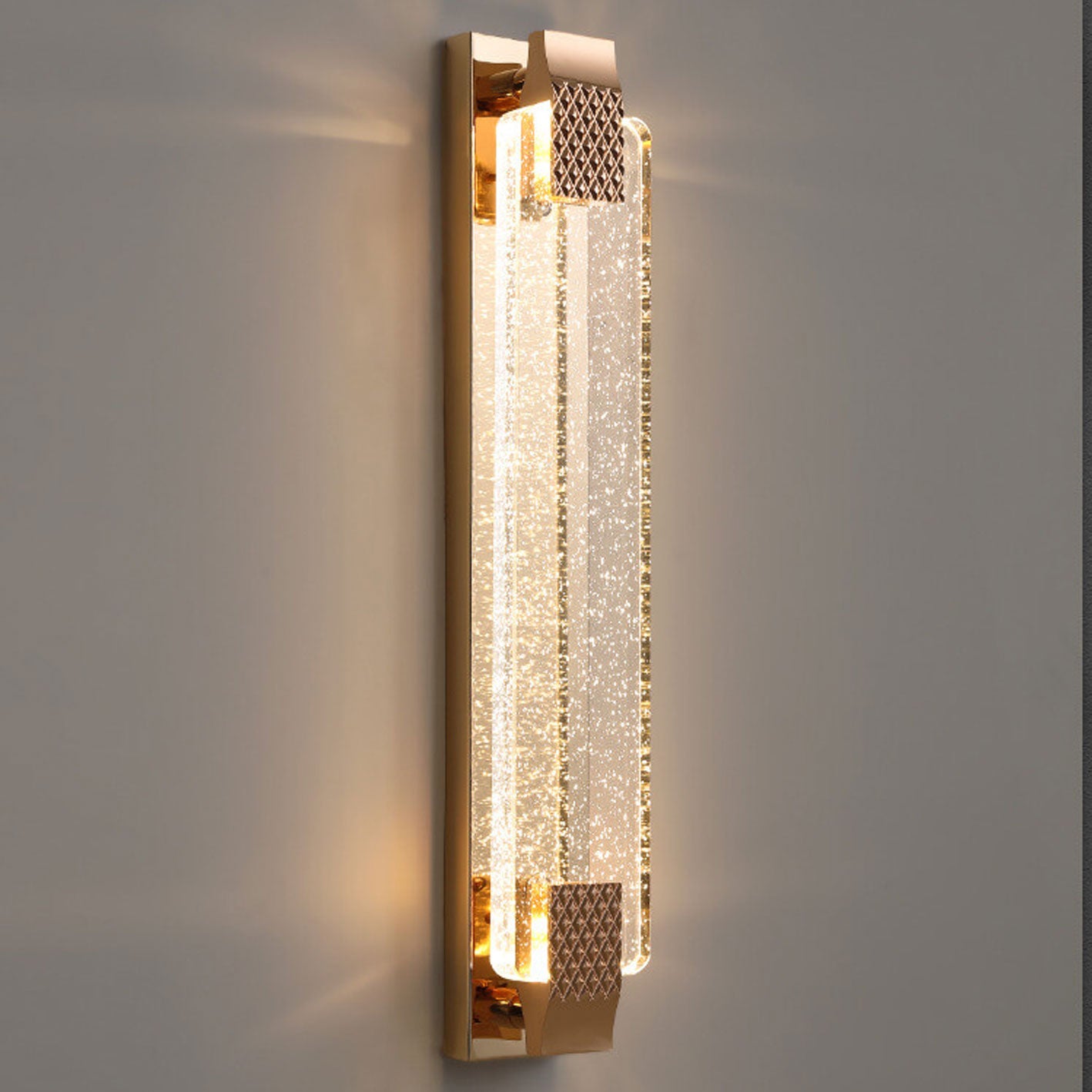 European Rectangular Bubble Crystal LED Sconce — 110V-120V For US/CA / White Light (5000K)