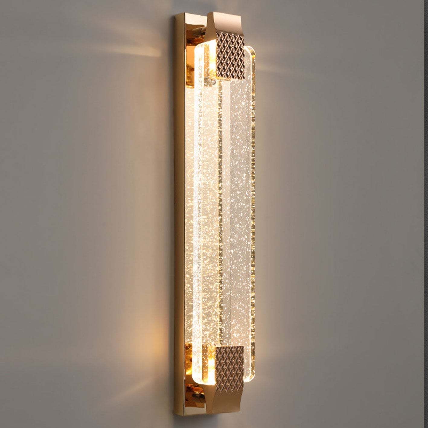 European Rectangular Bubble Crystal LED Sconce — 110V-120V For US/CA / White Light (5000K)