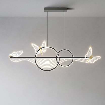 Nordic Butterfly Round Linear Island LED Chandelier — Warm Light (3000K) / Gold / 220V-240V For UK/AU