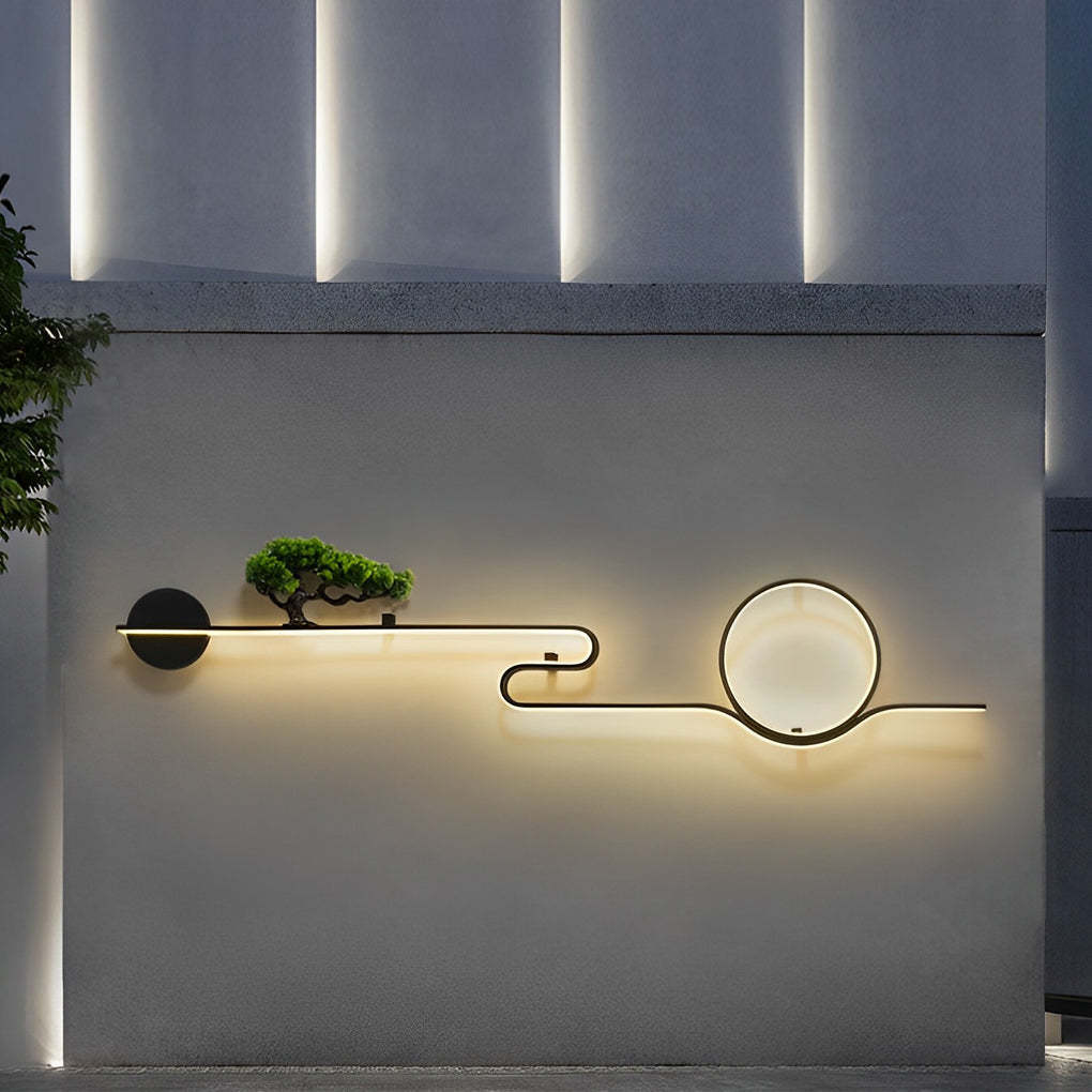 Moon Tree Scenery Waterproof LED Black Retro Outdoor Sconce