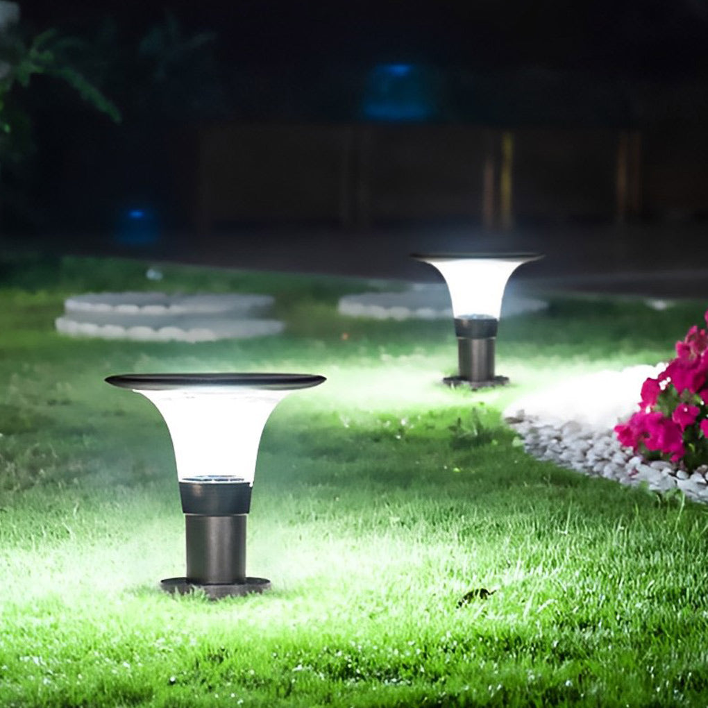 Modern fence round outdoor post lights in synthetic — Set of 2