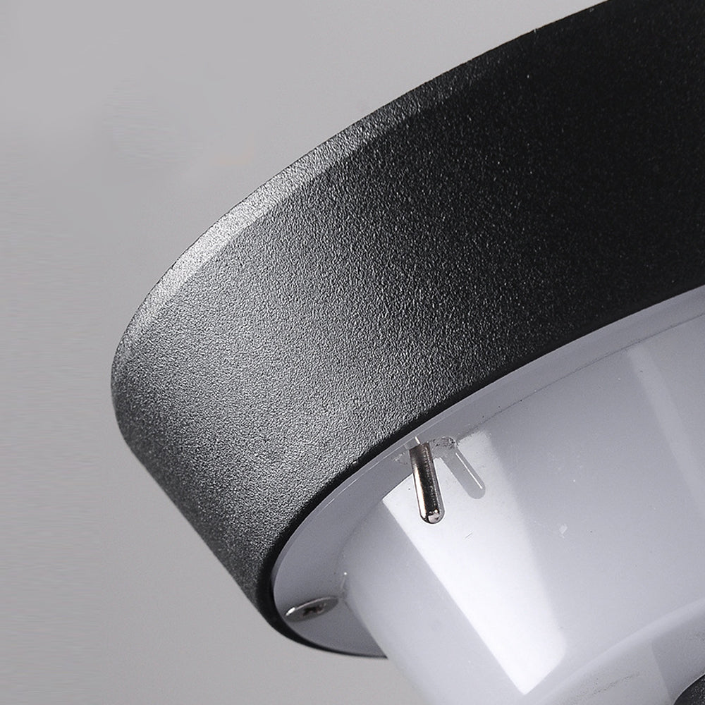 Modern Black Round LED Solar Outdoor Path Light with Stake - Garden Bollard Light-Lighom