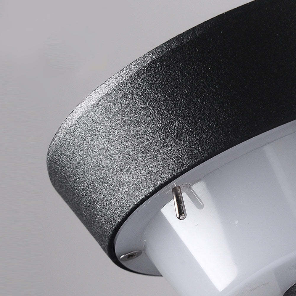 Modern Black Round LED Solar Outdoor Path Light with Stake - Garden Bollard Light-Lighom