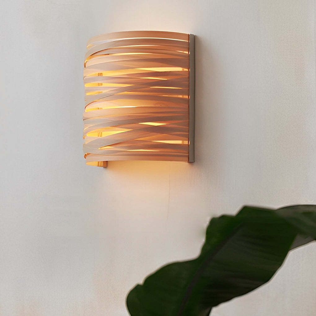 Semi-Cylindrical Handmade Wood Modern Atmosphere Wall Lamp