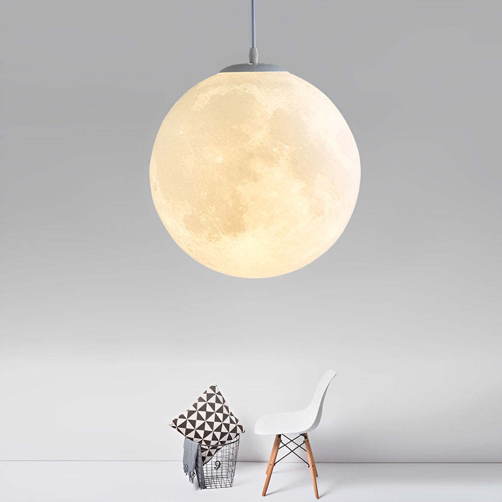 Round Moon Lunar 3D White Pendant Lamp