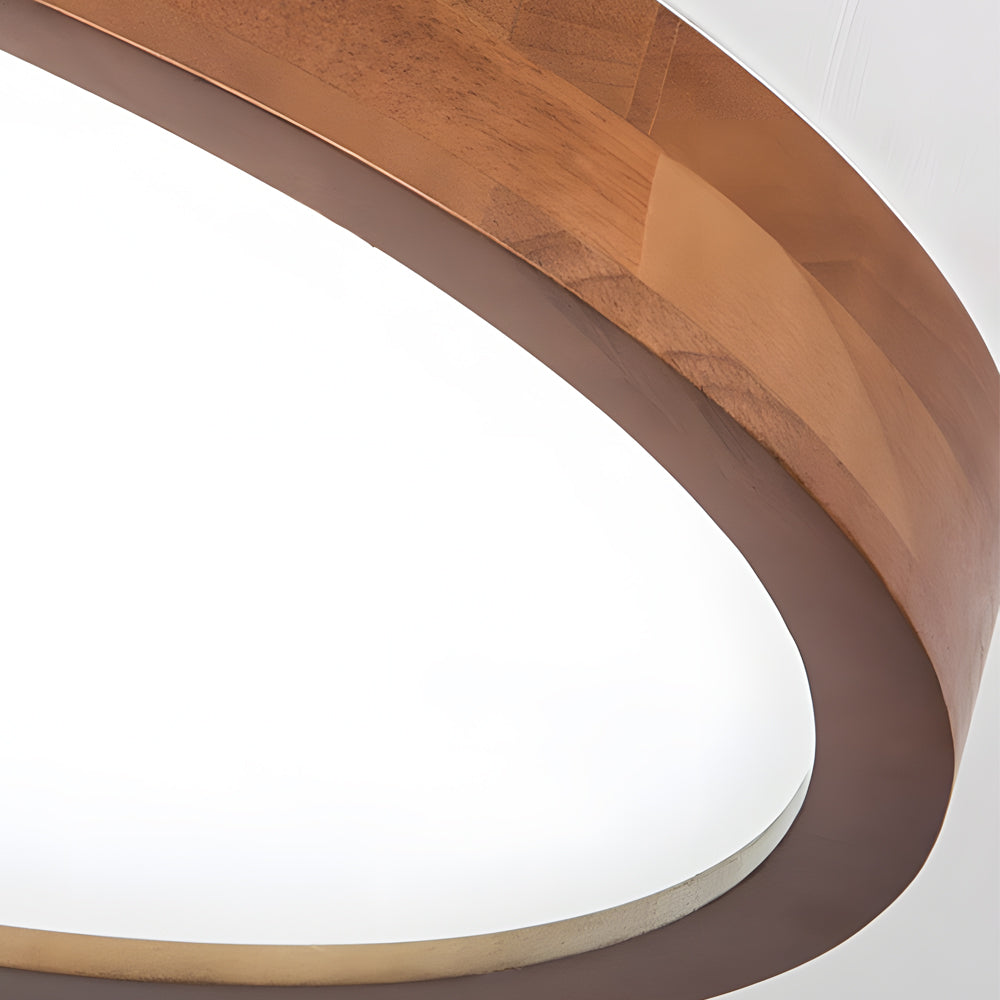 Round Wood Three-Step Dimming Retro Ceiling Light