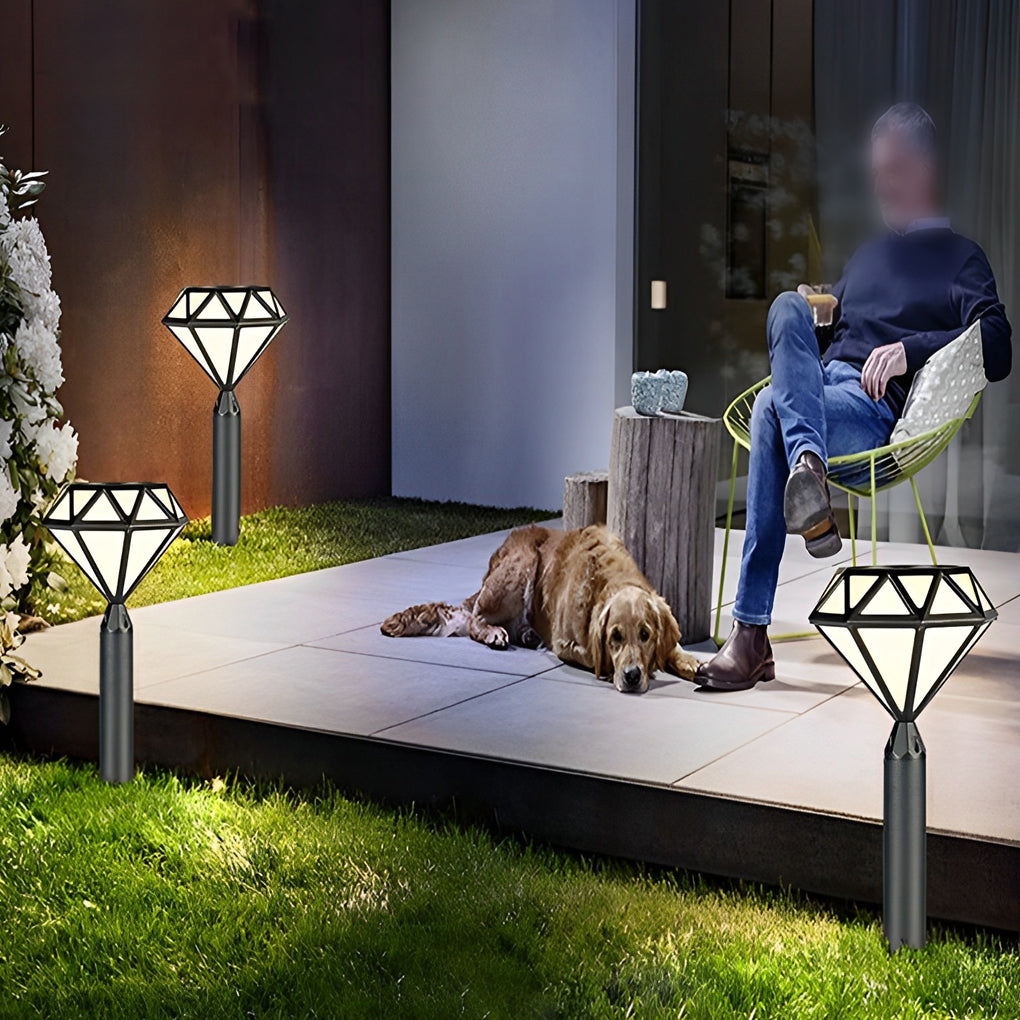 Geometric Waterproof LED Intelligent Stable Black Modern Lawn Lamp-Lighom