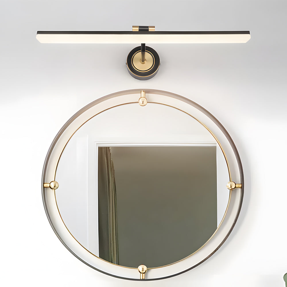 Adjustable LED Bathroom Vanity Mirror Light with Rotatable Flat Bar in Gold/Black Finish-Lighom