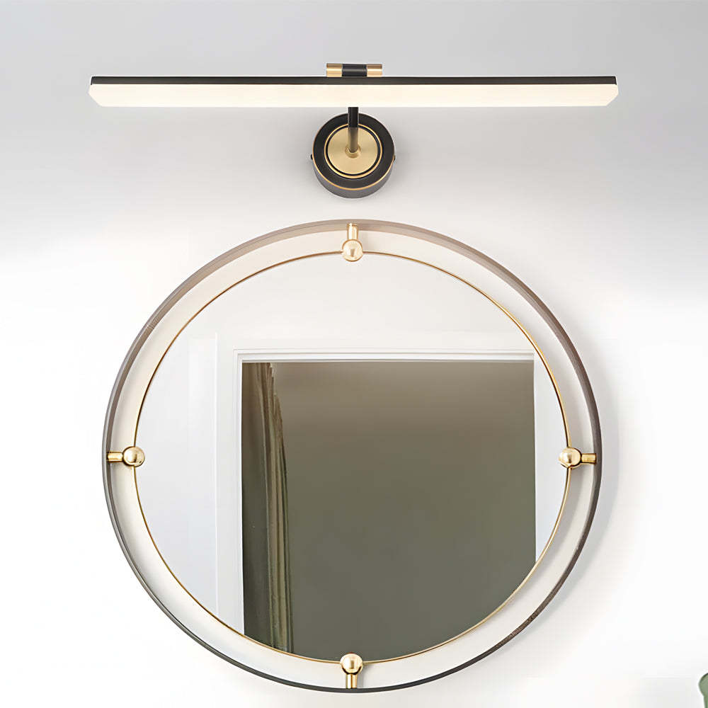 Adjustable LED Bathroom Vanity Mirror Light with Rotatable Flat Bar in Gold/Black Finish-Lighom