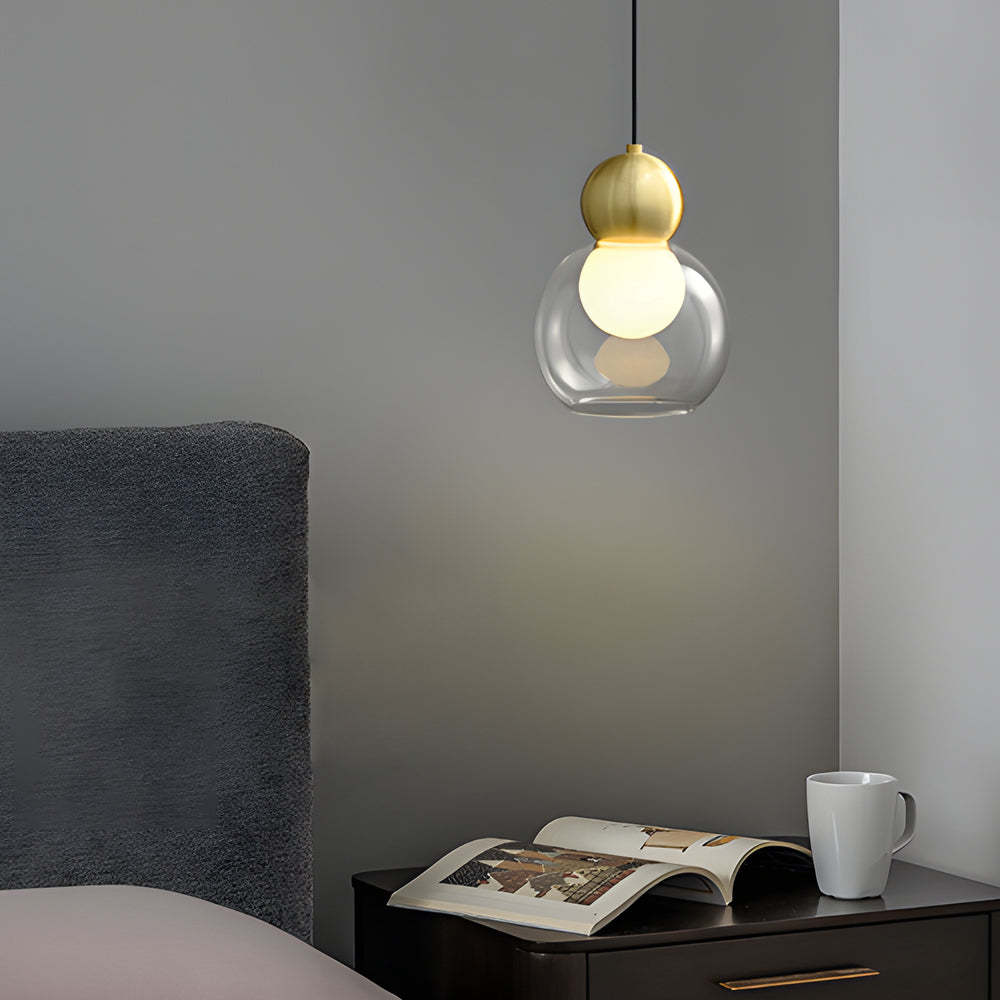 Glass Gourd 3-Step Dimming Copper Modern Pendant Light