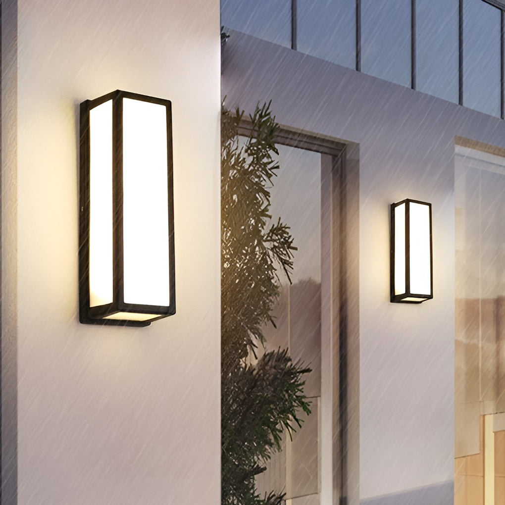 Rectangle LED Waterproof Motion Sensor Black Modern Wall Sconce Lighting-Lighom