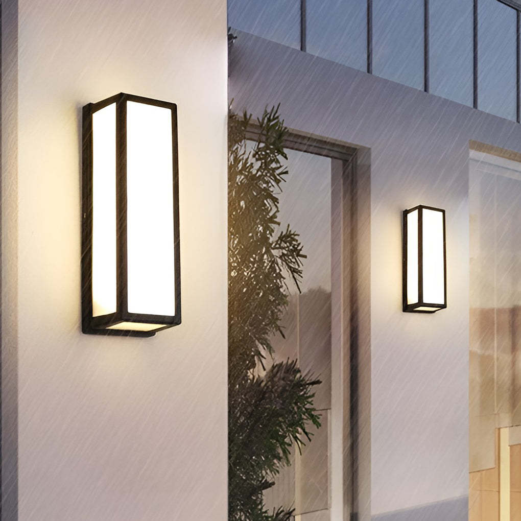 Rectangle LED Waterproof Motion Sensor Black Modern Wall Sconce Lighting-Lighom