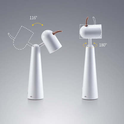 Antlers USB Rechargeable White Desk Lamp with Night Light Feature-Lighom