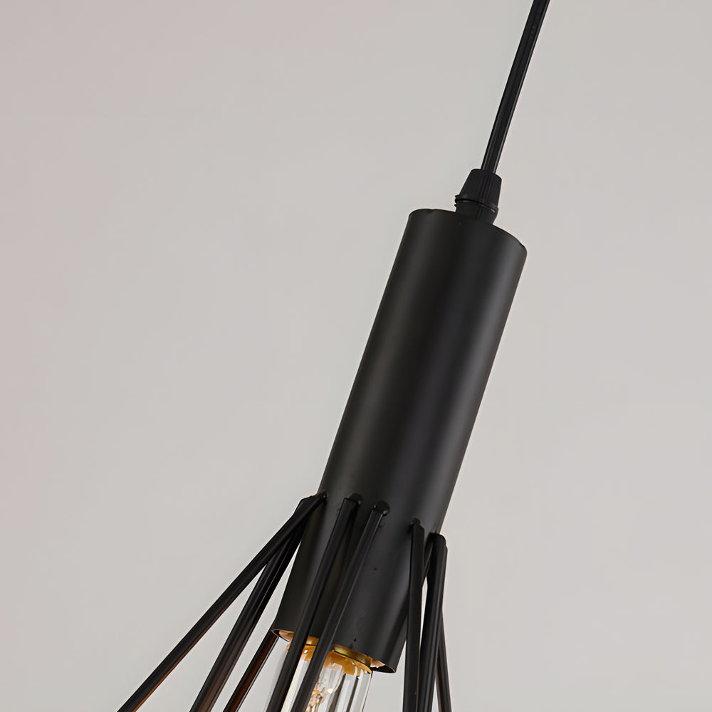 Iron Geometric Lines Black Retro Industrial Chandelier