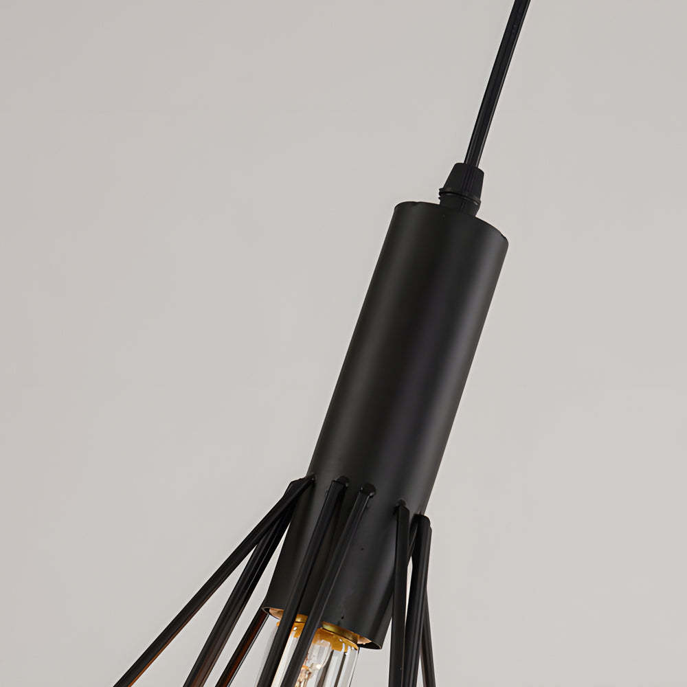 Iron Geometric Lines Black Retro Industrial Chandelier