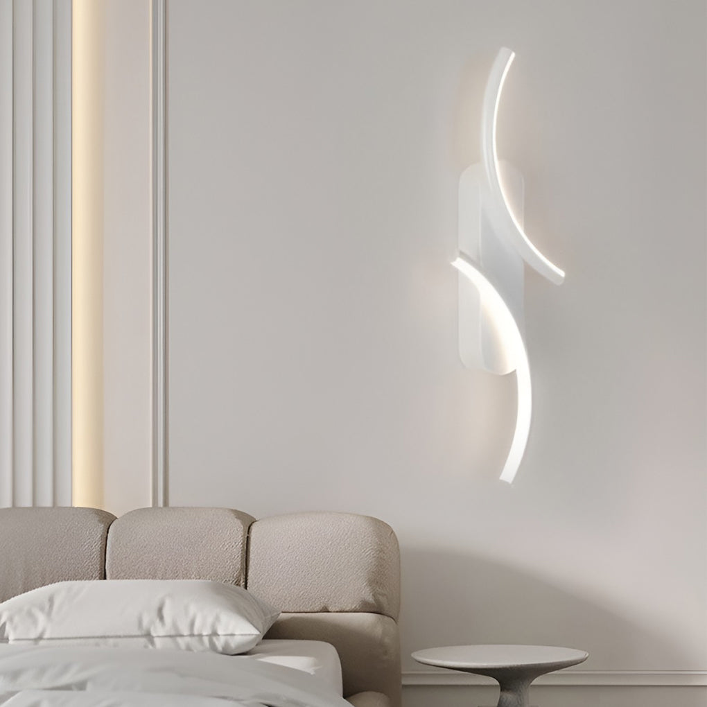 Lighom modern three-color s-shaped black wall sconces in synthetic — 15" L x 4.3" W x 1.9" H / White