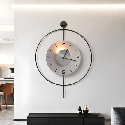 Battery Operated Round LED Hanging Metal Wall Clock-Lighom