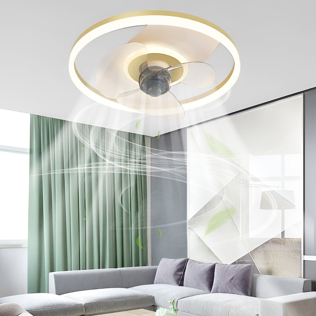 Circular Stepless Dimming Modern Inverter Ceiling Fan Light with Remote Control-Lighom