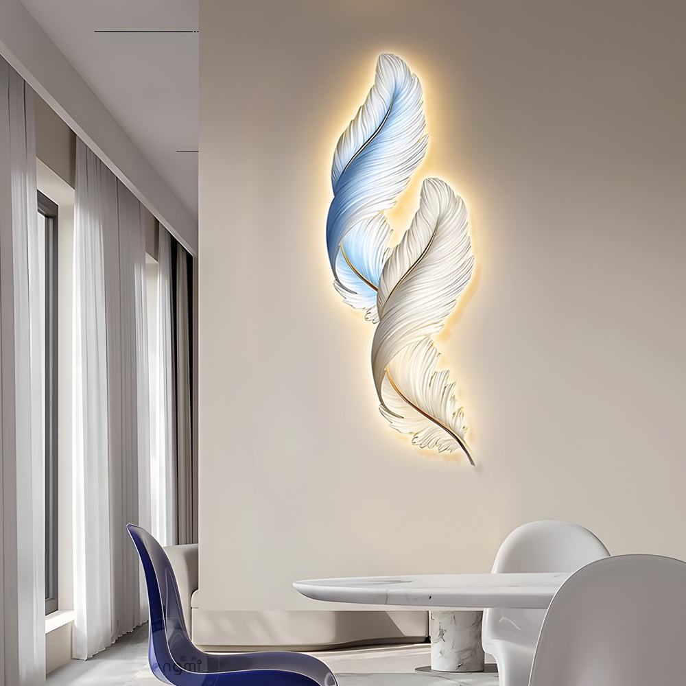 Feather Decorative USB Remote LED Wall Light — White+Pink