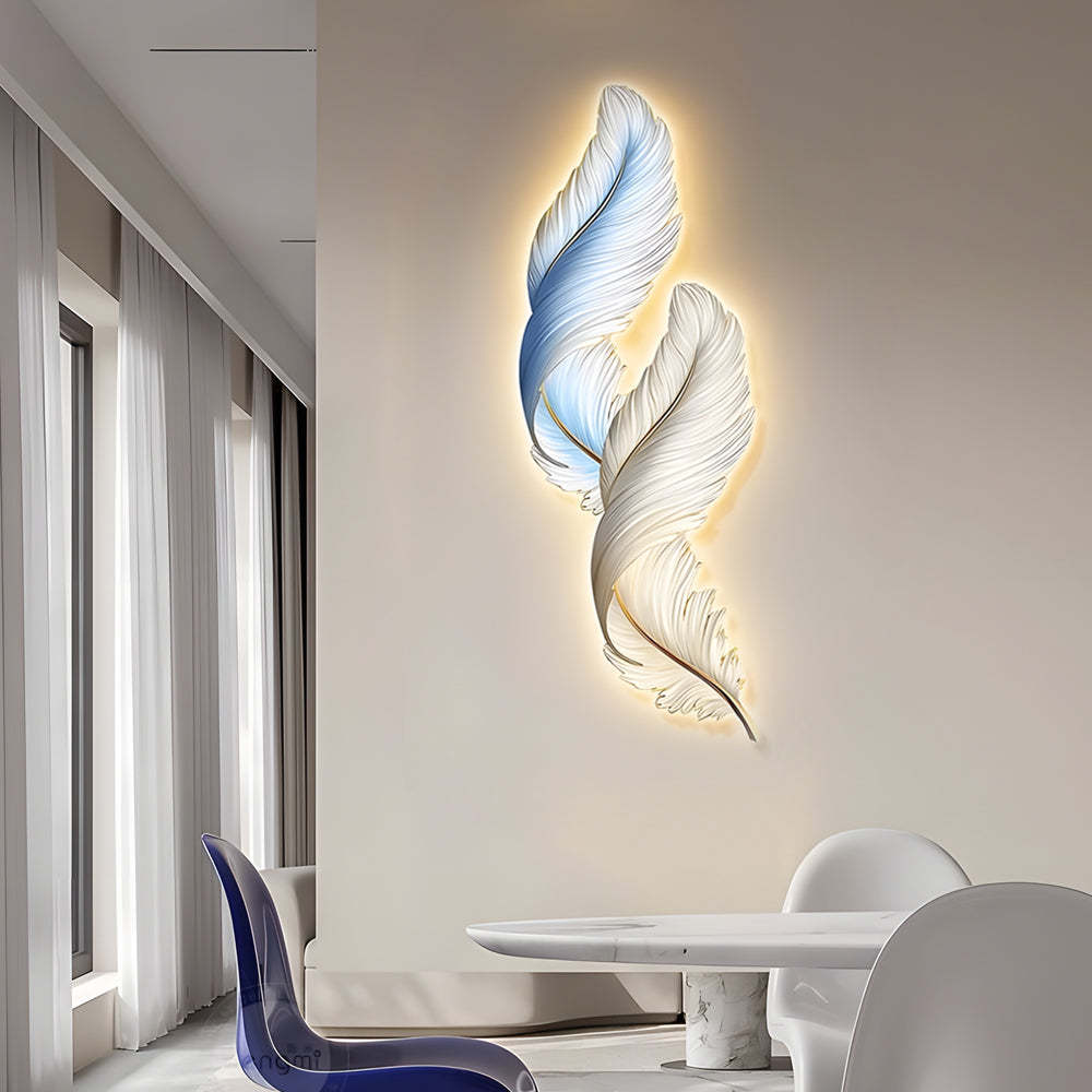 Feather Decorative USB Remote LED Wall Light — White+Pink