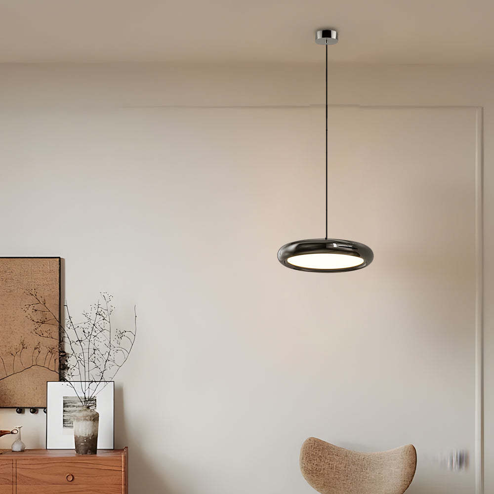 Modern Black Chrome Metallic LED Pendant Light