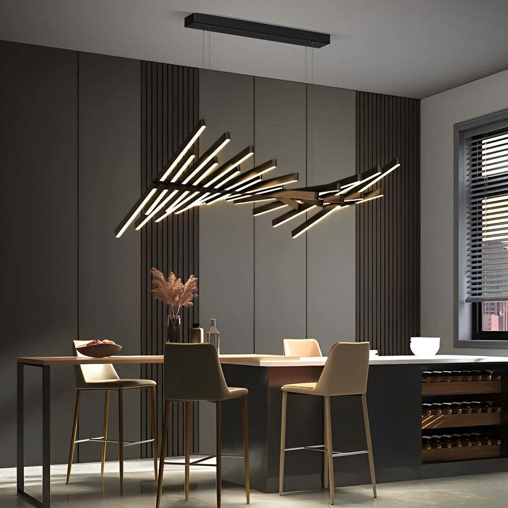 Wave Fishbone Strip Stepless Dimming LED Nordic Pendant