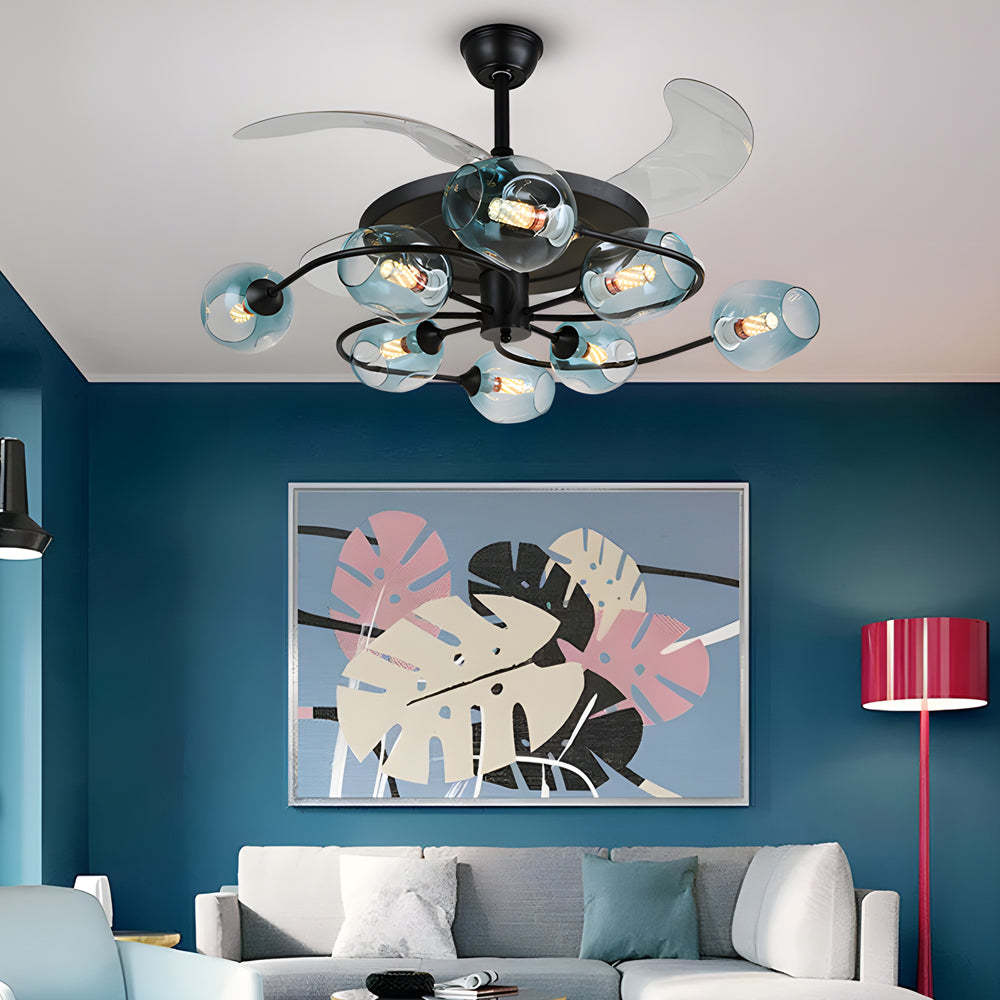 41" 4-Blade 6/8-Light Glass Shade Ceiling Fan with Remote