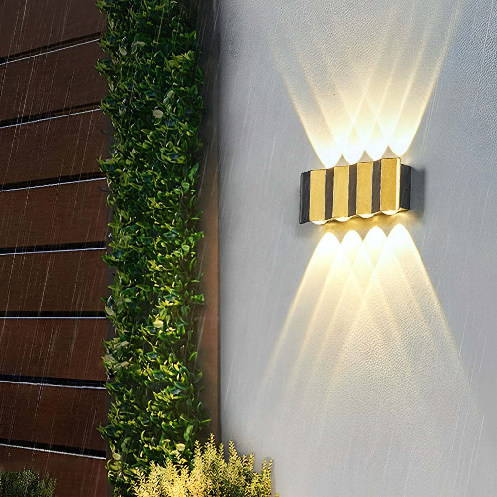 Black & Gold Aluminum LED Outdoor Up Down Wall Light-Lighom