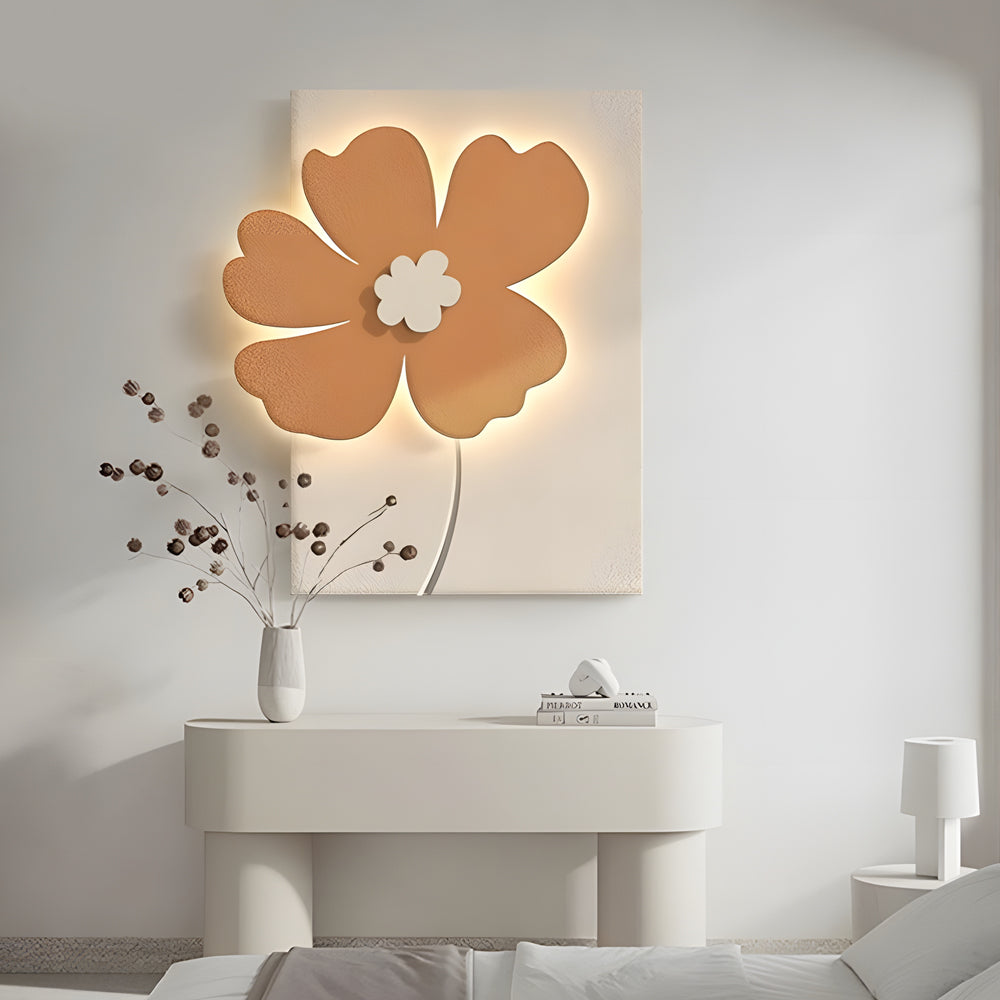 Flowers 3D Sandstone USB Remote Decorative Wall Painting — Orange