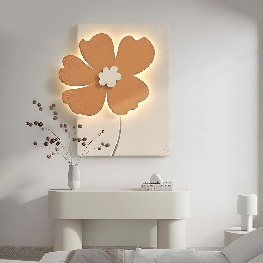 Flowers 3D Sandstone USB Remote Decorative Wall Painting — Orange