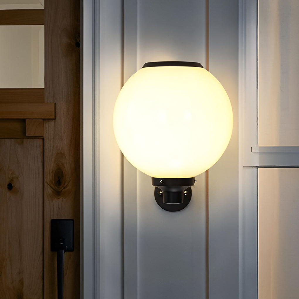 Round 3-Step Dimming LED Modern Solar Outdoor Wall Lamp — Set of 2