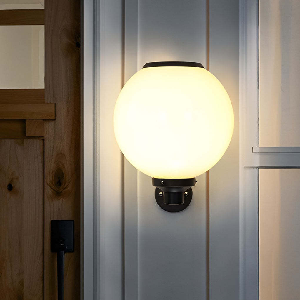 Round 3-Step Dimming LED Modern Solar Outdoor Wall Lamp — Set of 2