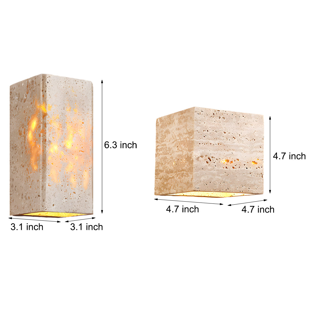 Wabi-Sabi Yellow Travertine LED Wall Sconce - Square/Rectangle-Lighom