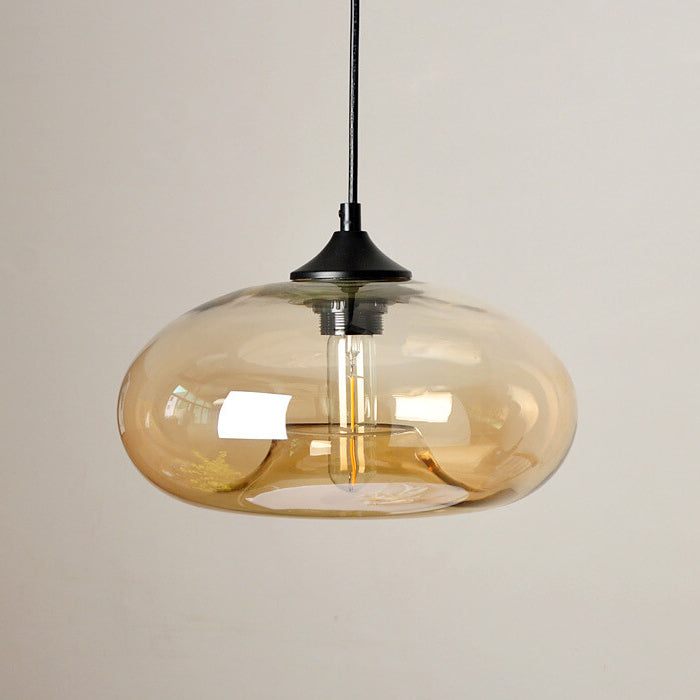 Colored Glass Oval Pendant Light