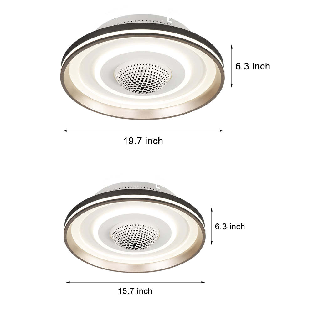 Nordic Round Circles LED Invisible Flush Mount Ceiling Fan Light-Lighom