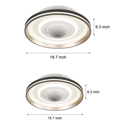 Nordic Round Circles LED Invisible Flush Mount Ceiling Fan Light-Lighom