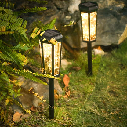 2Pcs Hexagonal Waterproof LED Motion Sensor Outdoor Solar Lawn Lights-Lighom