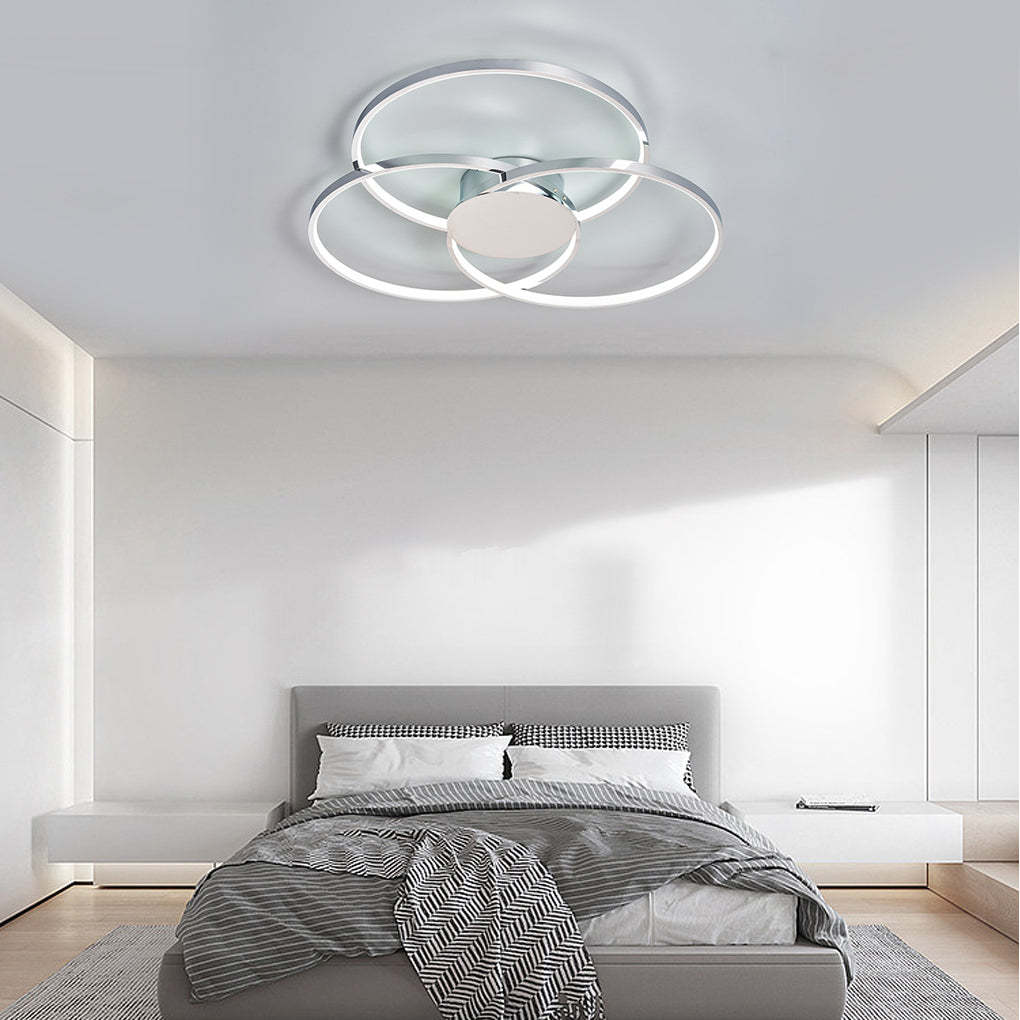 Three-Ring Dimmable Plated Metal Nordic Ceiling Light