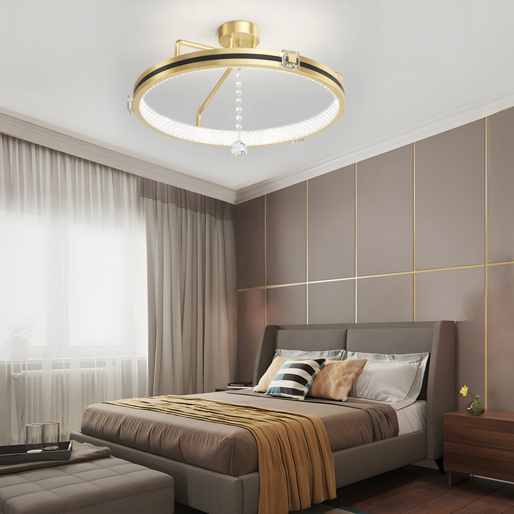 Ring Crystal Glass Ball Modern Ceiling Light