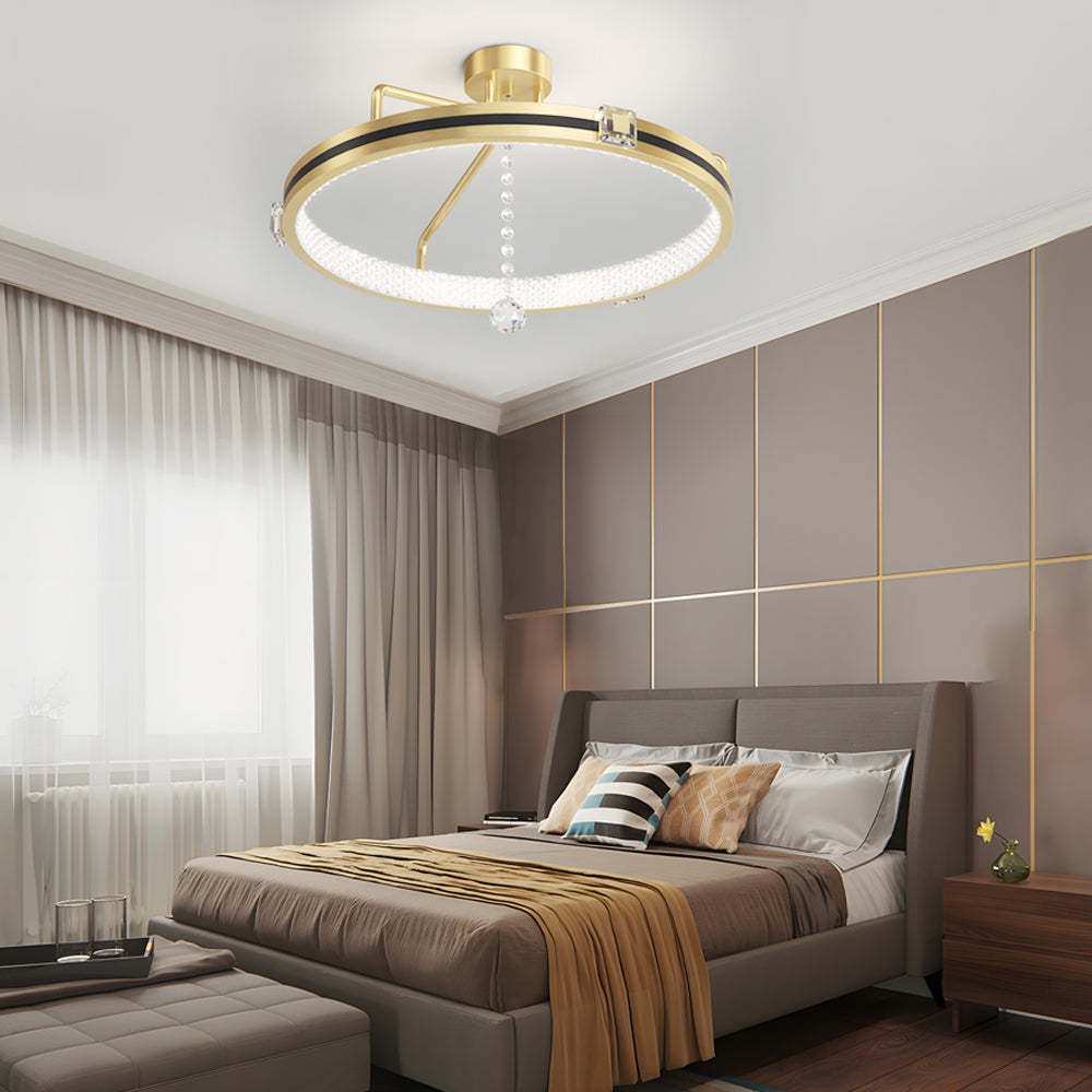Ring Crystal Glass Ball Modern Ceiling Light